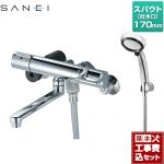 【工事費込セット（商品＋基本工事）】 三栄 サーモシャワー混合栓（レイニー付） 浴室水栓 手元ストップボタン付 スパウト長さ170mm  ≪SK1814T-13≫