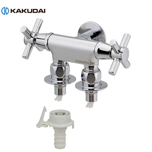 カクダイ 洗濯機用双口水栓 洗濯機部材 自動閉止機構付き 単水栓  ≪704-129-13≫