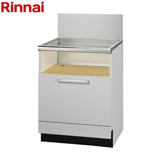 リンナイ ビルトインコンロ 専用キャビネット ビルトインコンロ部材 2段引き出し式（後板スライドタイプ） 幅60cmタイプ  シルバー調メラミン樹脂扉 ≪UKC-606A-SL≫
